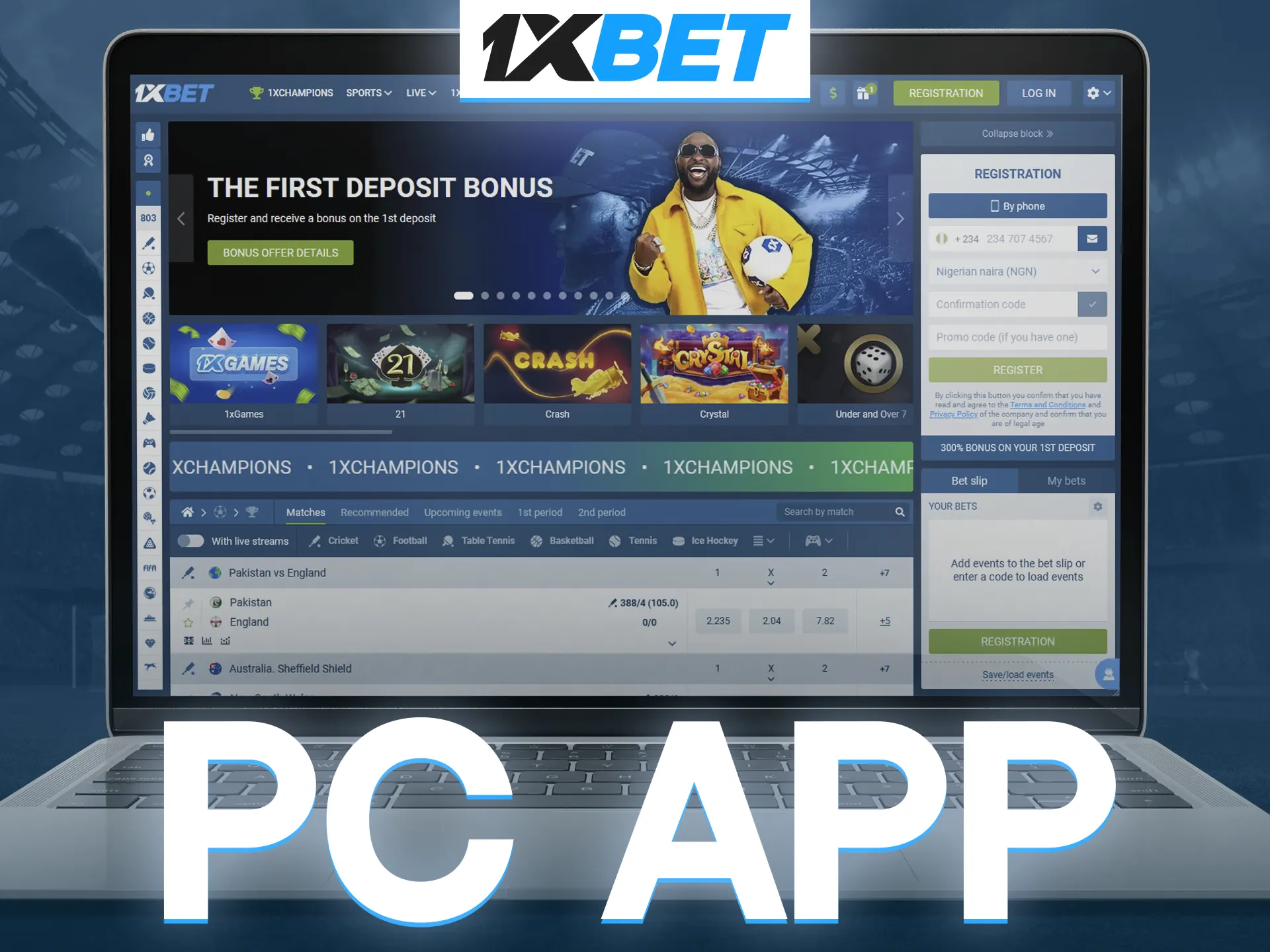 High resolution and quality design, all of which you will find in the 1xBet app for PC.