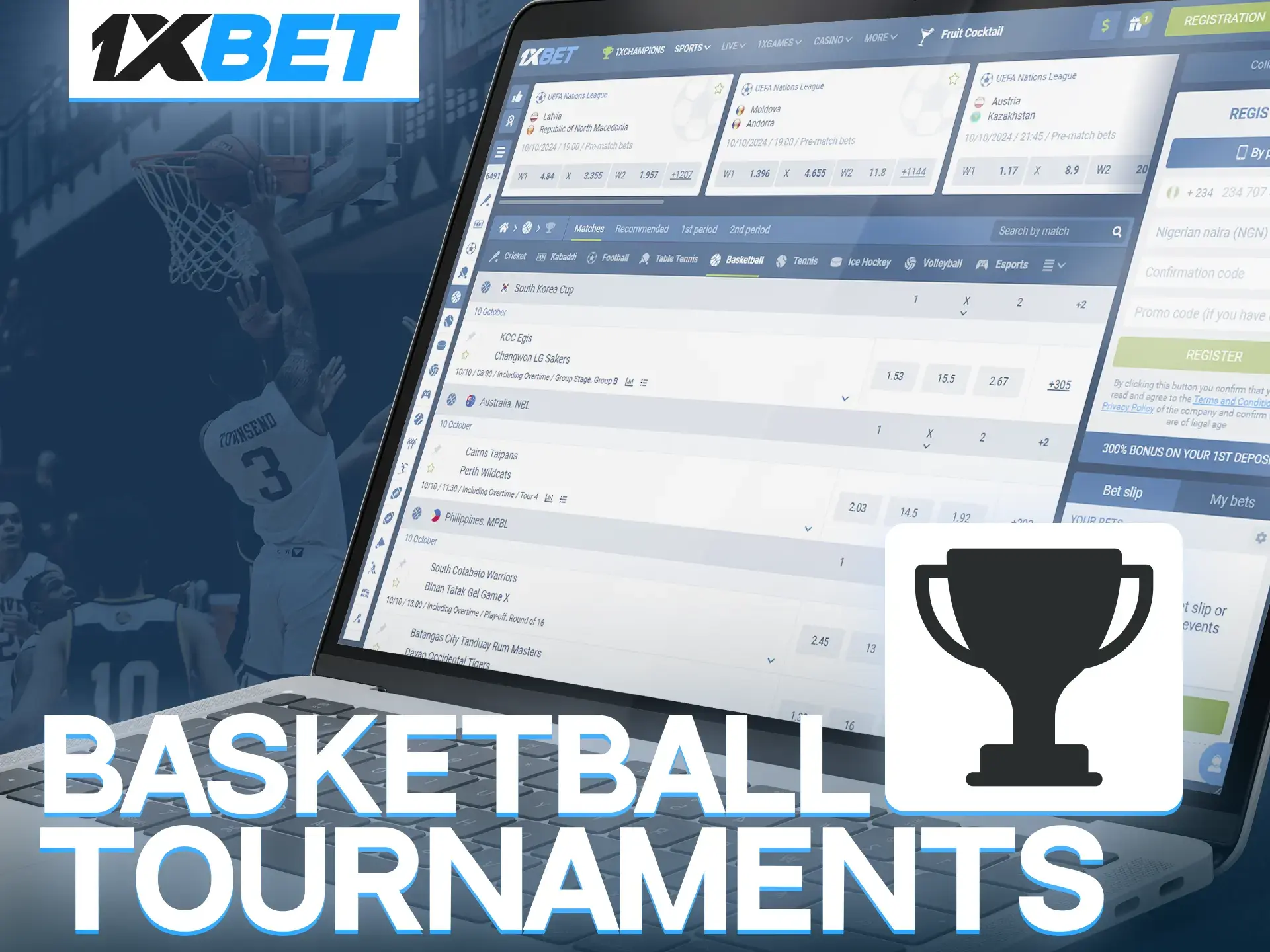 The biggest basketball tournaments are available for betting at 1xBet, don't miss the opportunity to earn good money.