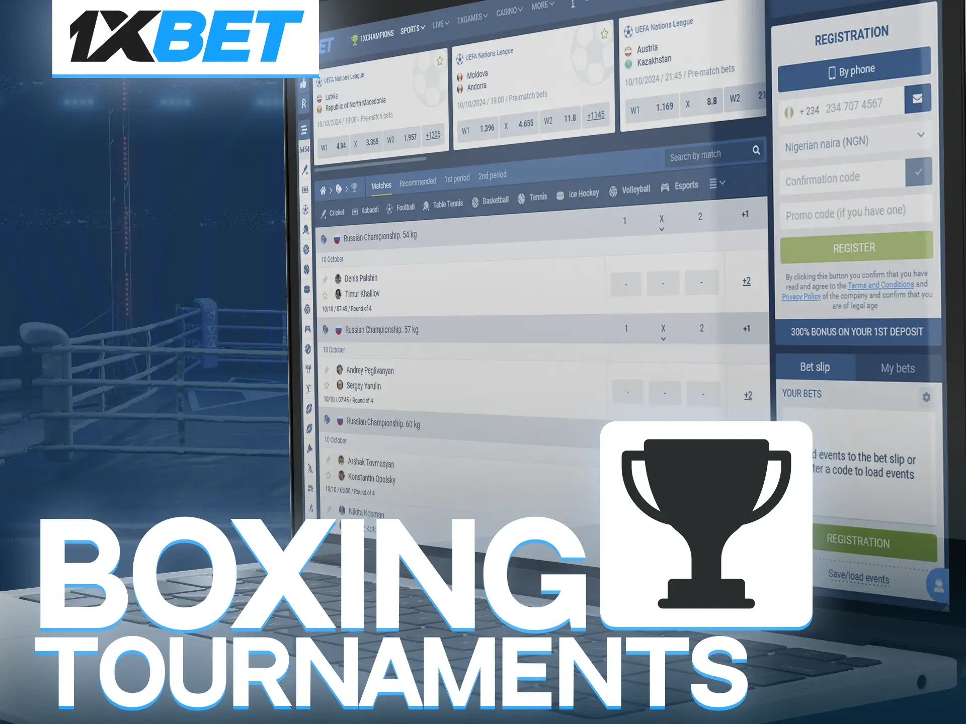 Follow boxing tournaments and fighters training to make accurate bets at 1xBet.