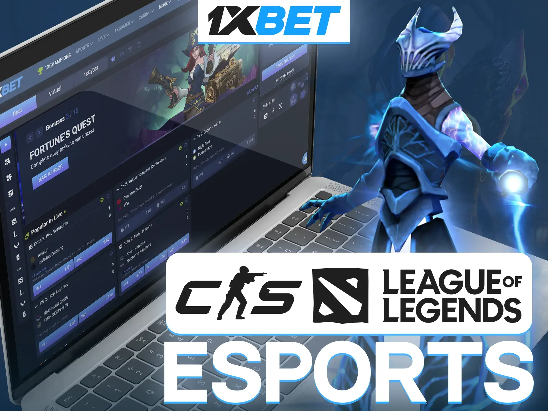 At 1xbet you can also place real-time bets on popular esports games.