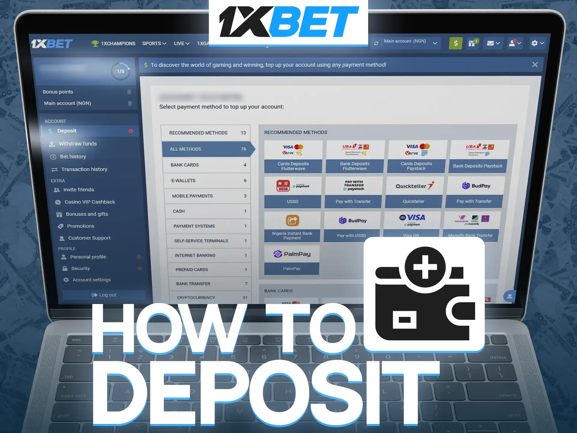 Funding an account at 1xBet is quick and easy for Nigerian players.