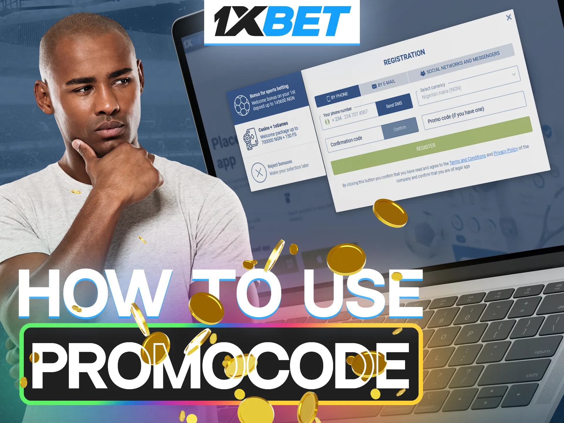 Instructions on how to use 1xBet promo code step by step.