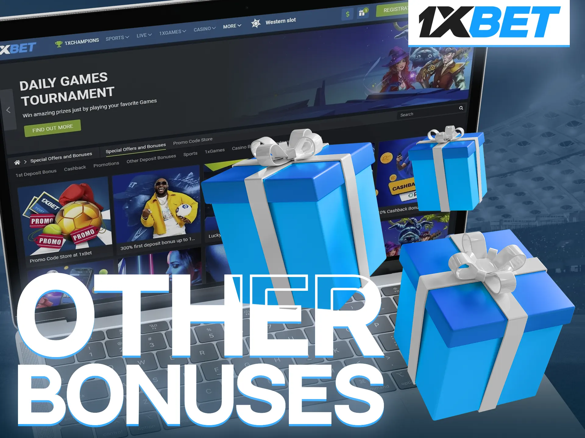 1xBet is generous with various bonuses for its players.