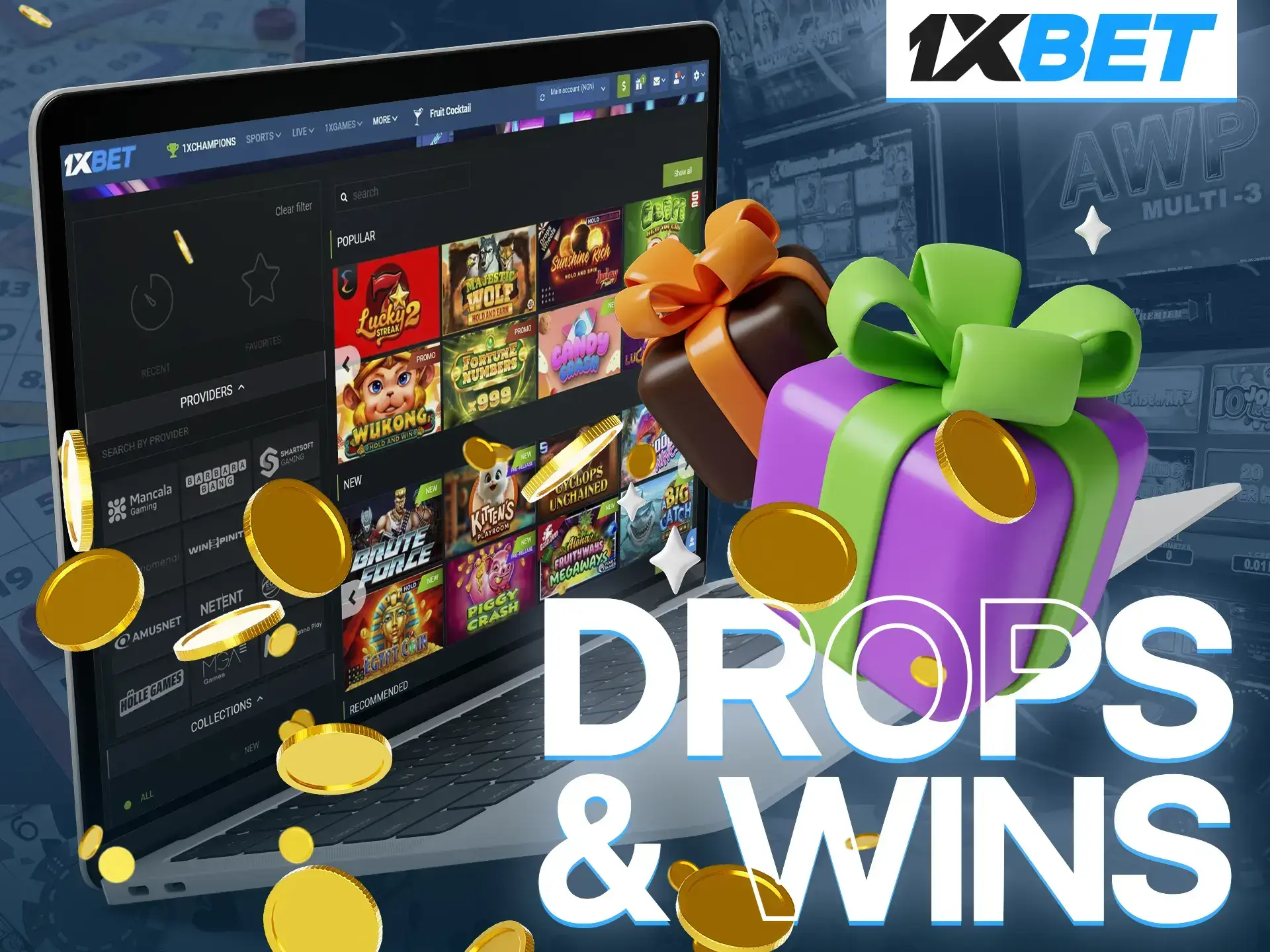 Get the chance to get rich with unique Drop & Wins games from 1xBet Casino.