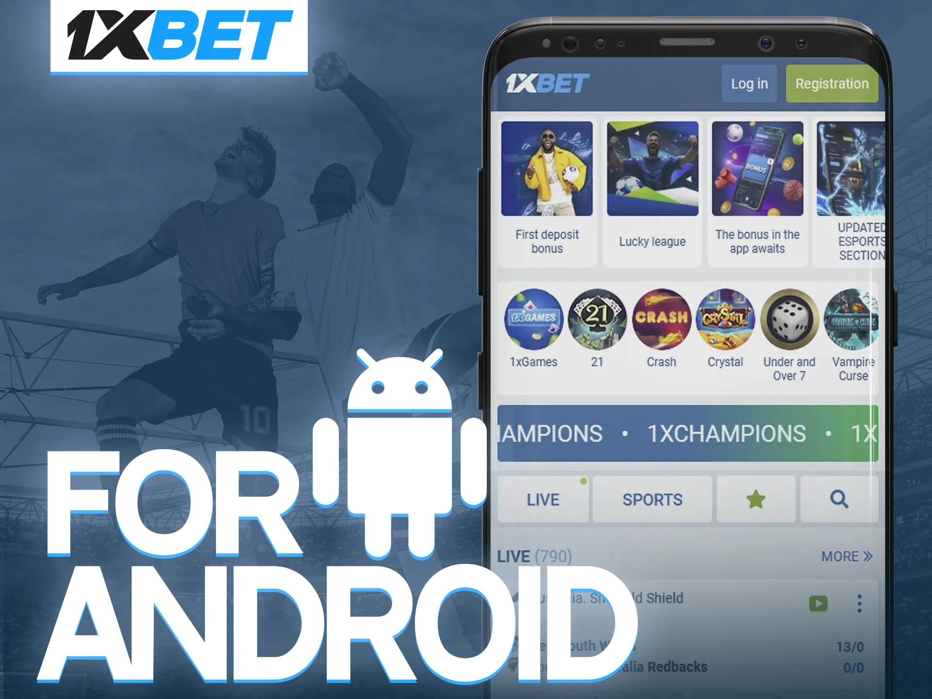 Install the 1xBet app on your Android device to have quick access to betting and casino games.