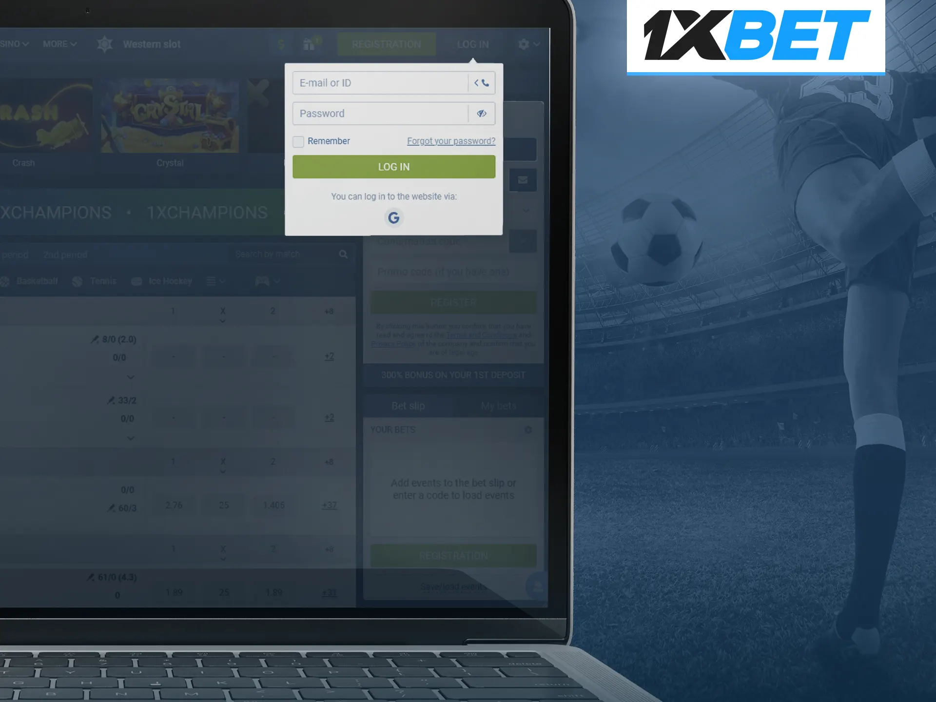 Log in to your 1xBet account to immerse yourself in a world of top slots and high odds.