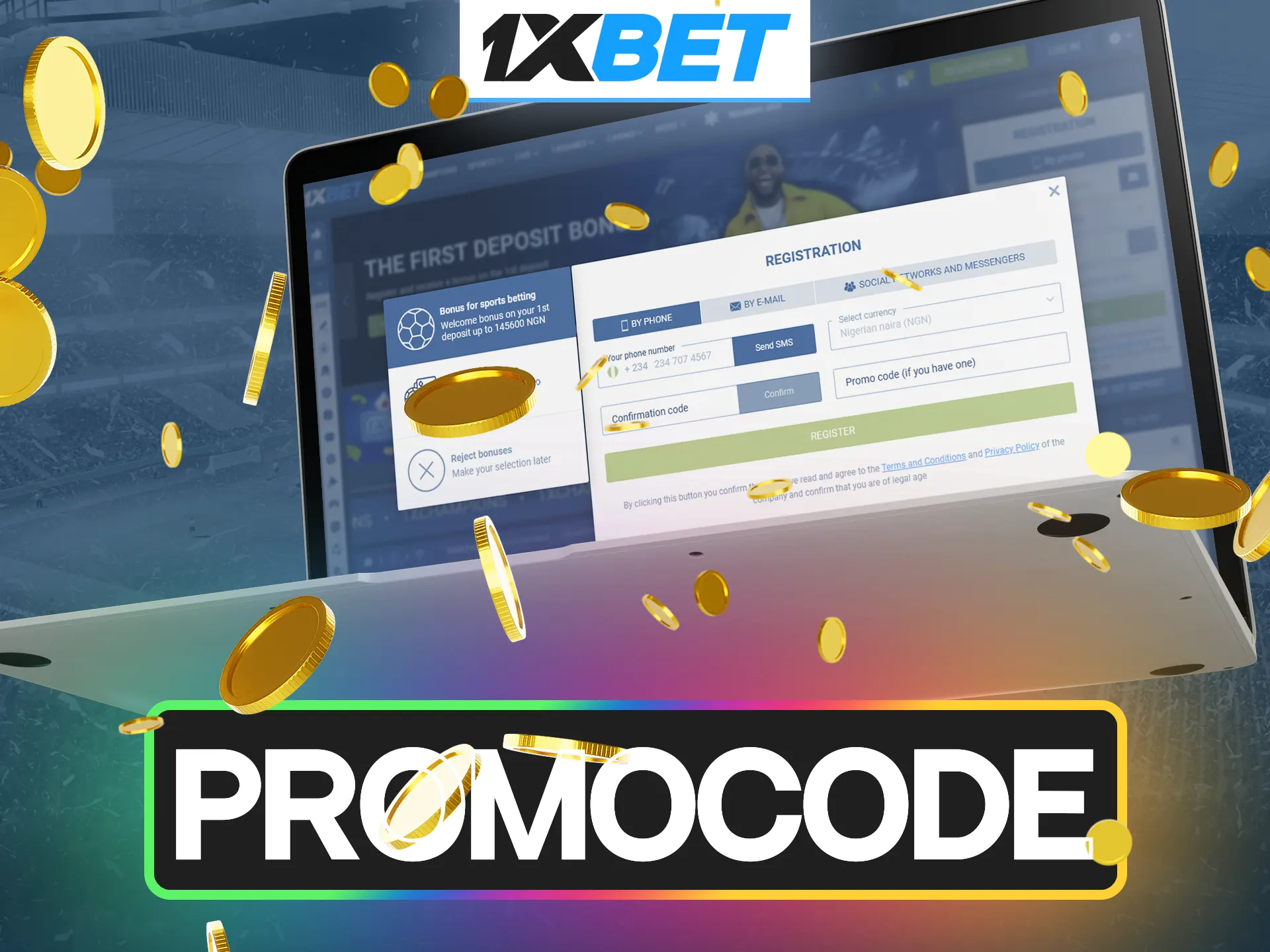 Use the promo code to gain experience and get unforgettable emotions from winning bets and slots games from 1xBet.