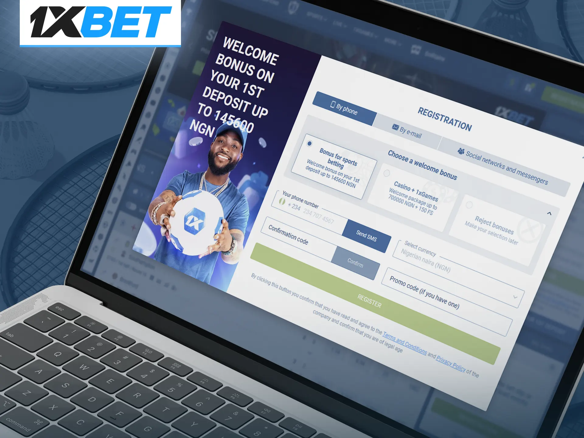 Familiarise yourself with the registration form at 1xBet bookmaker.