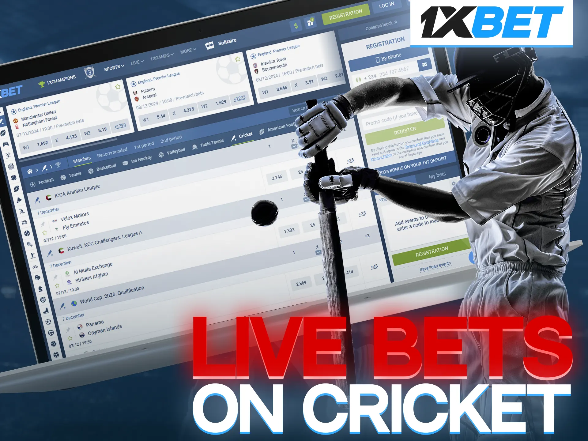 Any situation in a cricket match changes the odds at 1xBet live, don't miss your opportunity to make money.