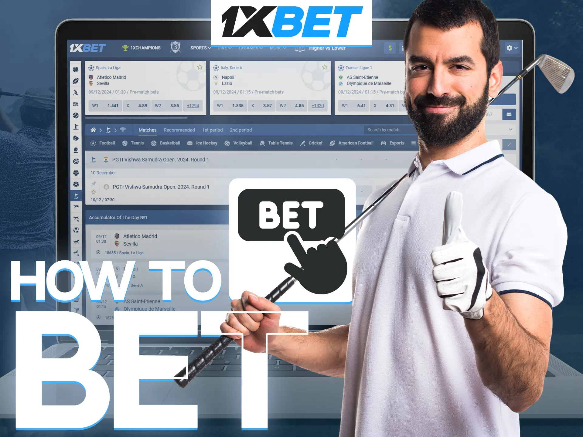 Follow the top golfers rankings and place accurate bets at 1xBet.