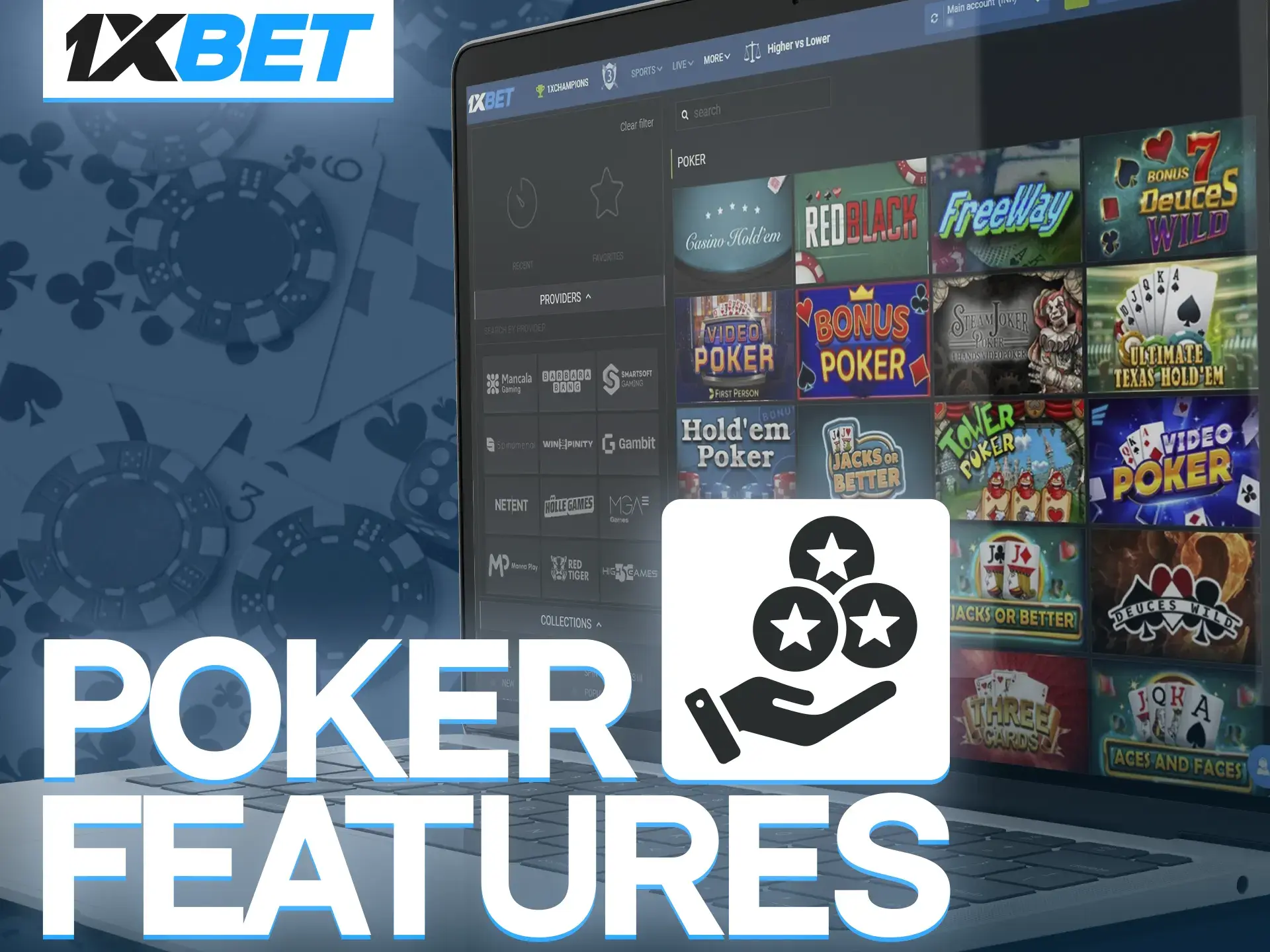 Learn about the main rules and features of poker from 1xBet.